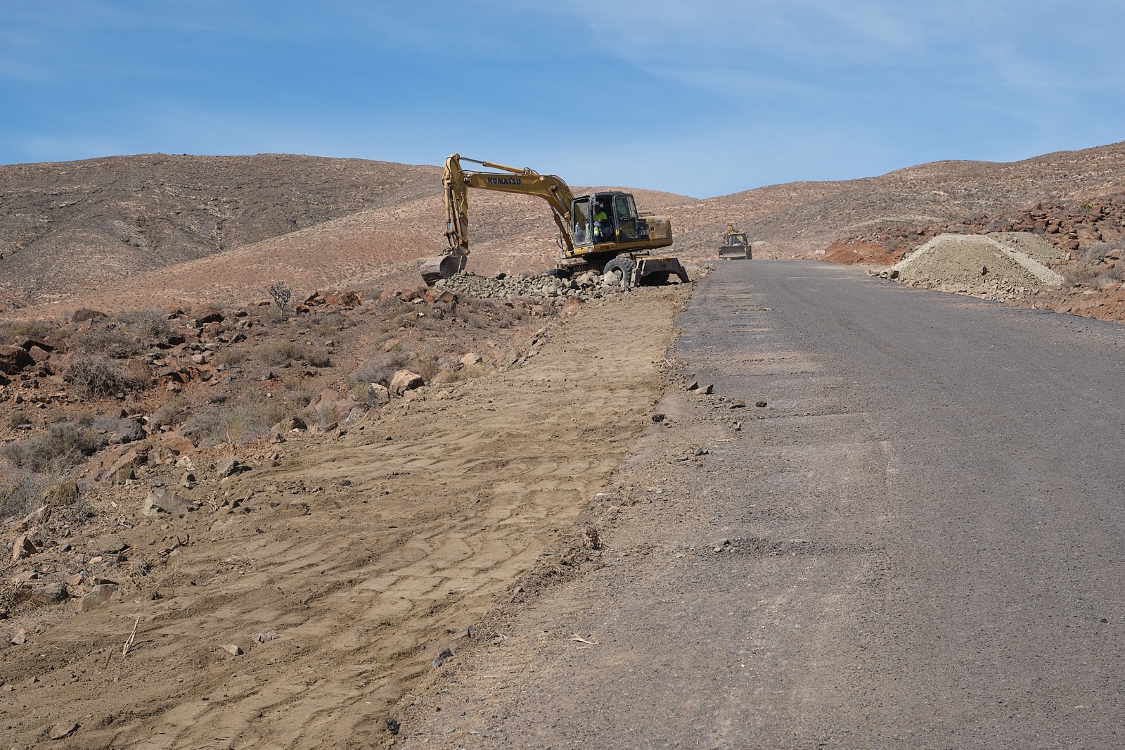 Obras de mejora en la carretera entre El Cardón y la FV-605