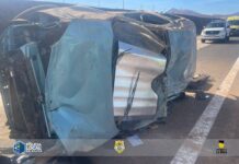 Accidente de tráfico en La Oliva, Fuerteventura Estado en el que quedó el vehículo en el accidente de tráfico ocurrido hoy en Fuerteventura Imagen de la Policía Local de La Oliva