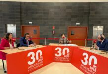 Lola García, presidenta del Cabildo, Manuel Miranda, consejero de Aguas del Gobierno de Canarias, Marusa Hernández y Juan Jesús Rodríguez Marichal, presidente de l Cámara de Comercio de Fuerteventura-Radio Sintonía