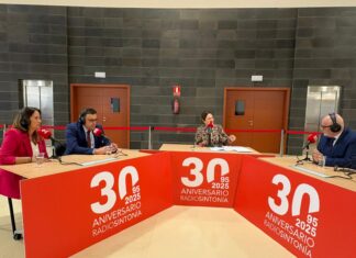 Lola García, presidenta del Cabildo, Manuel Miranda, consejero de Aguas del Gobierno de Canarias, Marusa Hernández y Juan Jesús Rodríguez Marichal, presidente de l Cámara de Comercio de Fuerteventura-Radio Sintonía